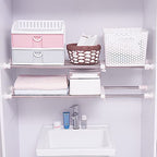 Hershii Expandable Tension Closet Shelf Rod Telescopic Stainless Steel Storage Rack Heavy Duty DIY Organizer Divider for Wardrobe Cupboard Kitchen Bathroom Garage - size: 117-188cm/46.06-74.01inches