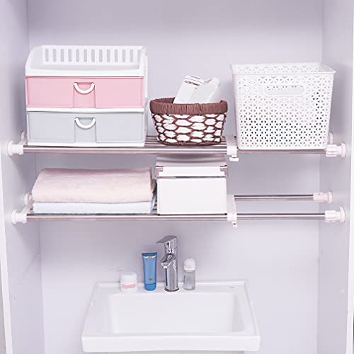 Hershii Expandable Tension Closet Shelf Rod Telescopic Stainless Steel Storage Rack Heavy Duty DIY Organizer Divider for Wardrobe Cupboard Kitchen Bathroom Garage - size: 117-188cm/46.06-74.01inches