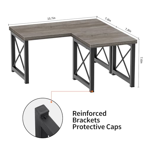 Honiter Desk Shelf for Top of Desk, Wood Desktop Shelf, 2 Tier Adjustable Bookshelf Organizer, Freestanding Stackable Desk Stand Storage Organizers Kitchen Counter Display Rack - color: Grey, size: 7.6in-1 Pack