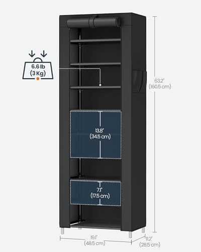 SONGMICS HOME Shoe Rack 10-Tier, Tall Narrow Metal Shoe Organizer with Dust Cover, 11.2 x 19.1 x 63.2 Inches, Vertical Storage Cabinet for Closet Entryway, Black - color: Black, size: 10 Tiers (19.1"W)