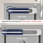 Telescopic Sink Storage Rack with 2 Sponge - Sink Caddy Sponge Holder for kitchen sink(Blue) - color: Blue