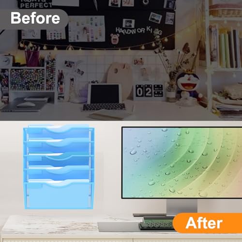 Kuntine.B Wall File Organizer Office Hanging Magazine Holder Wall File Organizer for Office Home (Blue, 5 Tier) - color: Blue, size: 5 Tier & No Hangers