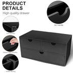 Charmewooden desk organizer with drawers countertop drawer organizer Tabletop Storage Organization Box Home Office Workspace Bathroom Toiletries Supplies (black) - style: Black