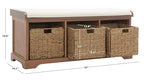 Safavieh American Homes Collection Lonan Grey and White Wicker Storage Bench - color: Sepia