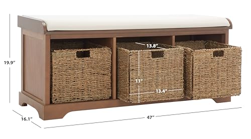 Safavieh American Homes Collection Lonan Grey and White Wicker Storage Bench - color: Sepia