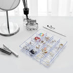 carrotez Small Stackable Jewelry Organizer Tray, 16 Grid, Clear Plastic Drawer Organizer for Makeup, Accessories, Desk, Vanity
