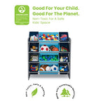 Delta Children Kids Toy Storage Organizer with 12 Plastic Bins - Greenguard Gold Certified, Grey/Blue - color: Grey/Blue