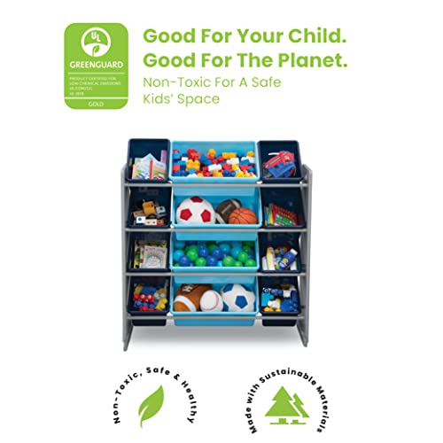 Delta Children Kids Toy Storage Organizer with 12 Plastic Bins - Greenguard Gold Certified, Grey/Blue - color: Grey/Blue