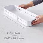 YouCopia DrawerFit® Sliding Drawer Bin, Expandable and Adjustable Kitchen Storage Organizer, Speckled White - style: Bin