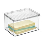 iDesign Recycled Plastic Pantry and Kitchen Storage, Freezer and Fridge Organizer Lidded Bin – 6.75” x 5.75” x 3.75”, Clear - style: Pack of 1