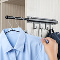 BaiNong 12 inch Valet Rod for Closets Pull Out Closet Valet Rod Slide Out Black Pull Out Clothes Hanger With 4 Hooks - color: Black, size: 12 Inch