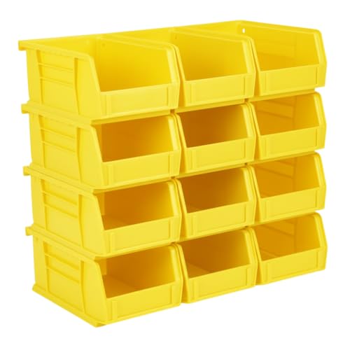 Hudson Exchange 7-1/2" x 4" x 3" (12 Pack) Plastic Stackable Storage Bin and Hanging Container, Yellow - color: Yellow, size: 12 Pack