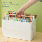 Vidifor Art Supply Organizers Caddy with Handle, Desk, Makeup Caddy and Tote (White+Pink, Large) - color: White+Pink