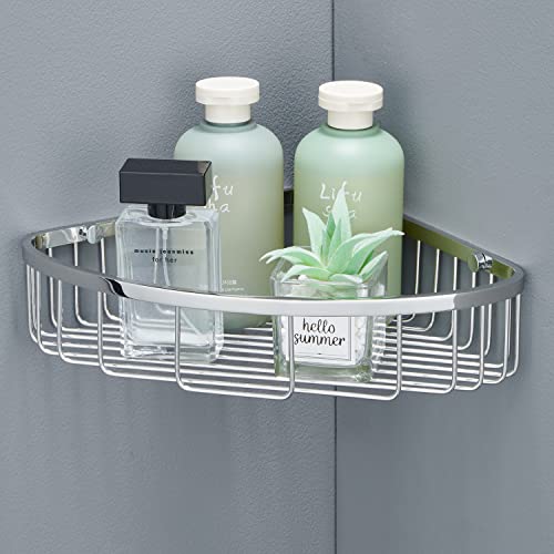Bathroom Shower Caddy Corner Shelf, Corner-Hollow Design, Ultra Sturdy Rust-Proof Stainless Steel Shelf Organizer Shampoo Holder, Wall Mounted Storage Rack for Bathroom, Polished Chrome - color: Chrome, size: Hollow Corner (1 Pack)