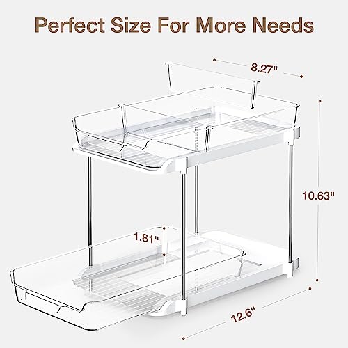Delamu 2-Tier Bathroom Under Sink Organizers and Storage, Pull Out Cabinet Drawers with Anti-Slip Design, Multi-Purpose Storage for Kitchen, Pantry, Bathroom & Home Organization, Snowy, 1 Pack - color: Snowy