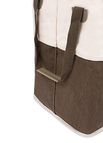 BIRDROCK HOME Square Cloth Laundry Hamper with Handles - Dirty Clothes Sorter - Easy Storage - Foldable - Brown and White Canvas - color: Brown