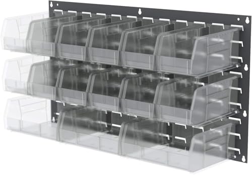 Akro-Mils 30235 AkroBins Plastic Storage Bins, Space-Saving Stackable Bins for Garage, Pantry, Craft Organization, 11" x 11" x 5", Clear, 6-Pack - color: Clear