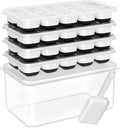 DOQAUS Ice Cube Tray with Lid and Bin - 4 Pack Silicone Ice Cube Trays for Freezer, Stackable Ice Bucket Kits with Storage Container & Scoop for Kitchen, RV, Cocktail, Coffee - color: Dark Black