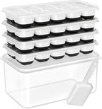 DOQAUS Ice Cube Tray with Lid and Bin - 4 Pack Silicone Ice Cube Trays for Freezer, Stackable Ice Bucket Kits with Storage Container & Scoop for Kitchen, RV, Cocktail, Coffee - color: Dark Black