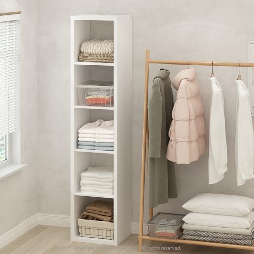 Furinno Cubic Closet Organizers and Storage, 5-Cube Closet Organizer, Open Shelf Closet Storage, Extra Thick Frame for Wardrobe, Bedroom, Living Room, White - color: White, size: 5-Cube