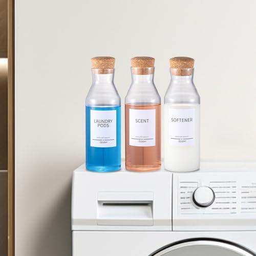 3Pack Glass Laundry Detergent Dispenser with 7Pcs Labels,40oz Liquid Laundry Detergent Dispenser,Laundry Containers for Organizing Liquid Detergent Dispenser Laundry Soap Dispenser - size: 40oz*3