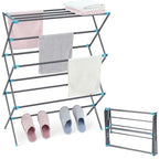 APEXCHASER Clothes Drying Rack, Foldable 2-Level Drying Rack Clothing, Stainless Steel Free-Standing Laundry Airer, with Height-Adjustable 4 Wings, Matte Black - color: Graphite, size: Small
