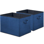 Simple Houseware 15 x 13 Inch Collapsible Fabric Storage Bin with Handles, 2 Pack, Steel Blue - color: Steel Blue