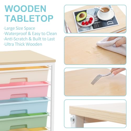 SYKIARIOL Rolling Storage Cart with Drawers,Utility Cart With 8 Drawers and Wooden Tabletop,Rolling Drawer Cart,Storage Drawer Cart for Living Room,Classroom,Bedroom,Bathroom,Dorm,Office,Rainbow - color: Rainbow