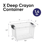 Superio Mini Storage Container Plastic Crayon Box Art Supplies and Sewing Case Stackable Clear Small Organizer for Beads, Stationery, Chalk, and Food, 1.4 Quart - size: 1.4 Quarts