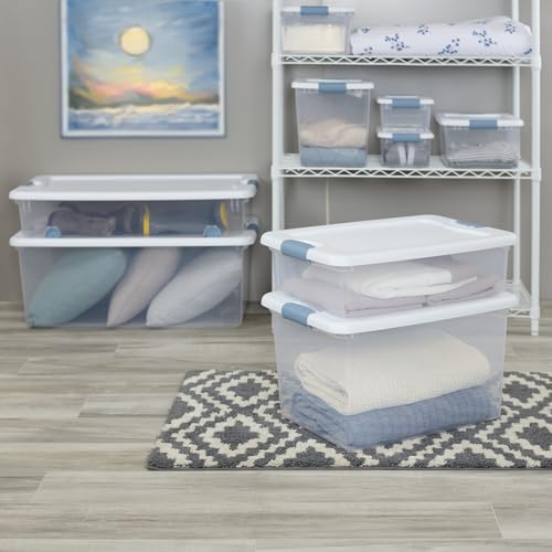 Sterilite 6-Pack Latching Box, Under Bed Storage Bins with Lids, Clear Plastic, 64 Quart - Heavy-Duty Organizing Containers for Closet, Bathroom, and Office - size: 64 Quart, style: 6 Pack