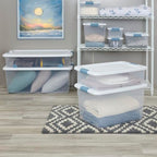 Sterilite 6-Pack Latching Box, Under Bed Storage Bins with Lids, Clear Plastic, 64 Quart - Heavy-Duty Organizing Containers for Closet, Bathroom, and Office - size: 64 Quart, style: 6 Pack