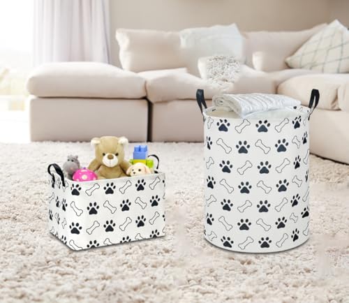 NTAOHAMPER Waterproof PE Coating Puppy Storage Bin with Handles,Doggy Collapsible Gift Basket,Kids Toys/Books Box,Room Decor(Paw) - color: Paw