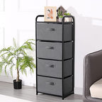 MAX Houser 4 Drawer Fabric Dresser Tall Storage Tower, Dresser Chest with Wood Top, Vertical Nightstand Side Organizer Unit with Metal Frame for Closets Bedroom Nursery Room Hallway(Leaden) - color: Grey3