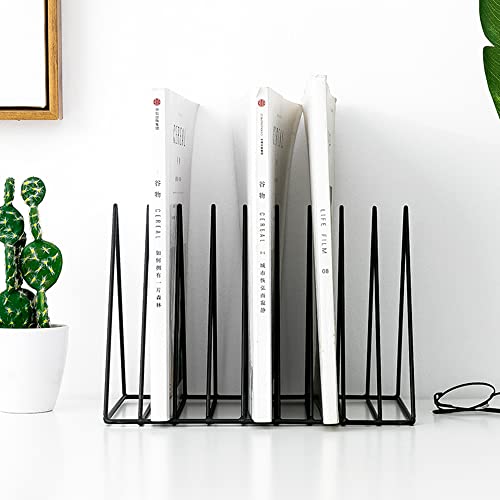 Sooyee 9 Slot Black Magazine Holder,Desktop File Sorter Organizer Triangle Bookshelf Decor Home Office - color: Black