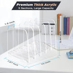 File Holder File Sorter, Vertical File Organizer for Desk, Desk Top File Folder Organizer Stand, Acrylic File Rack File Folder Holder, 5 Sections Clear File Stand for Office, School, Home