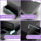 Simple Trending Wood Monitor Stand Riser with Drawer and Pen Holder, Desk Organizer for Home Office, Black