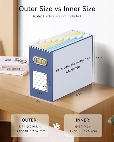 Oterri Cardboard File Organizer Box for Hanging File Folders Letter Size,File Box for Computer Desk,File Cabinet,Working Home,Office,Classroom (Navy, Letter Size - 4 Packs) - color: Navy, size: Letter Size - 4 Packs