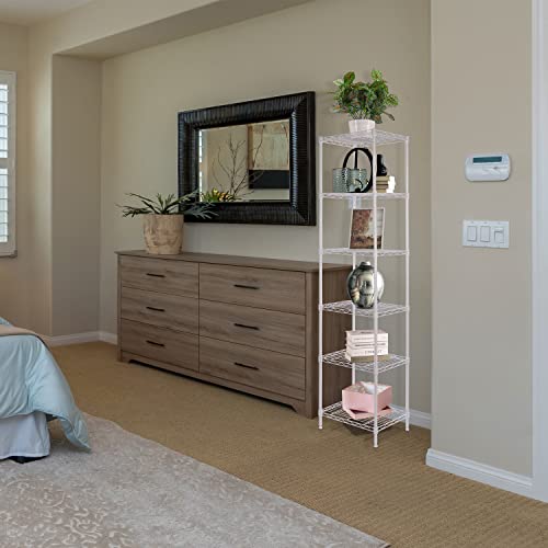 GIOTORENT 6-Tier Storage Shelves Standing Shelving Metal Units, Adjustable Height Wire Shelf Display Rack for Pantry Laundry Bathroom Kitchen 16.6” x 11.8” x 63”, White - color: White, size: 11.8D x 16.6W x 63.0H (6Tier)