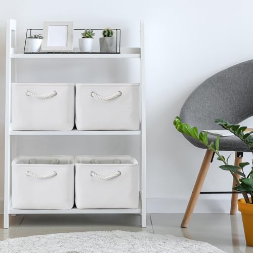 TheWarmHome Storage Basket for Gifts Empty - Large 3 Pack 15.7x11.8x8.2 inch Storage Basket for Organizing with Handles, Canves Storage Bins for Organizer Closet Toy Cubes Gift (White) - color: White Color, size: 3PCS/Large - 15.7Lx11.8Wx8.3H