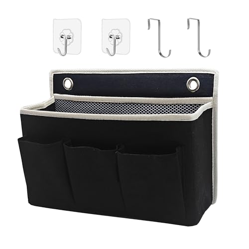 Wall Hanging Organizer Bag/Hanging Baskets with Large Mesh Compartment & 3 Pockets，Over the Door Organizer Space Saving Storage for Bedroom,RV Camper, Closet (Black-1pack) - color: Black-1pack