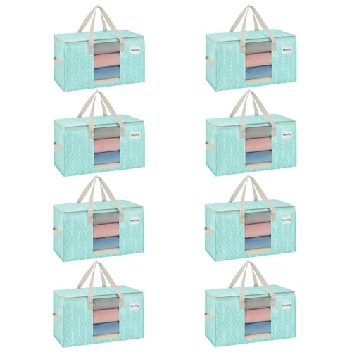 VENO 8 Pack Heavy Duty Moving Bags, Clothes and Comforter Storage Bags with Clear Window, College Dorm Essentials Packing Supplies, Foldable Boxes Alternative (Evergreen, 8 Pack) - color: Evergreen, size: 8 Pack