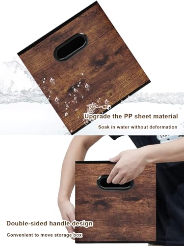 Fabric Storage Cubes, Collapsible Imitation Wood Organizer bins with 2 Handles - Set of 4, Fit Cube Storage Unit, for Clothes, Bedroom, Brown and Black (Large-12.6in x 12.6in x 12.6in-4 Pack) - size: Large-12.6in x 12.6in x 12.6in-4 Pack