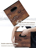 Fabric Storage Cubes, Collapsible Imitation Wood Organizer bins with 2 Handles - Set of 4, Fit Cube Storage Unit, for Clothes, Bedroom, Brown and Black (Medium-11.8in x 11.8in x 11.8in-4 Pack) - size: Medium-11.8in x 11.8in x 11.8in-4 Pack
