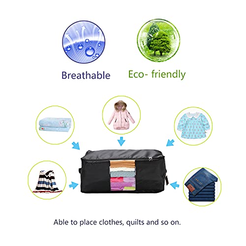 Comforter Storage Bags Pack of 2,Pillow Beddings/Blanket Clothes Organizer Storage Containers with Zippers,Breathable and Moistureproof(Black,2pcs) - color: Black 2pcs, size: XXL
