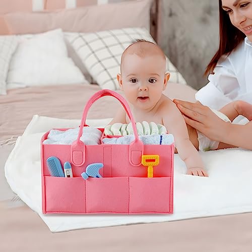 PandaEar Baby Diaper Caddy Organizer, Portable Diaper Holder Organizer Nursery Storage Basket for Wipes & baby stuff, Collapsible Baby Organizer with Divided Design (Light Pink) - color: Light Pink