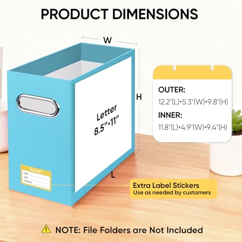 BALEINE File Organizer Box, Cardboard File Folder Organizer with Handle for Letter Size, Portable Collapsible Hanging Filing Box for Home Office Document Storage (2 Pack, Blue) - color: Blue, style: 2PK