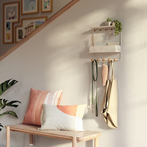 Umbra Estique Entryway Organizer Storage Solution with Cubby Bin, Shelf and Hooks for Keys, Mail, Glasses, Wallet, Purse, Hat, and More, White - size: Large