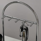 Shinpuru Metal Jewelry Organizer Stand & Key Holder Tray with Acrylic Base, Key Stand and Jewelry Tray with 5 Hooks, Perfect Key Bowl, Valet Key Tray, Ring Holder, Jewelry Dish (Silver Black) - color: Silver Black