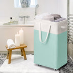 Goodpick Laundry Basket with Wheels, 75L Laundry Hamper with Wheels, Large Laundry Basket with Removable Wash Bag, Clothes Hamper for Laundry, Blue&White - color: Blue & White