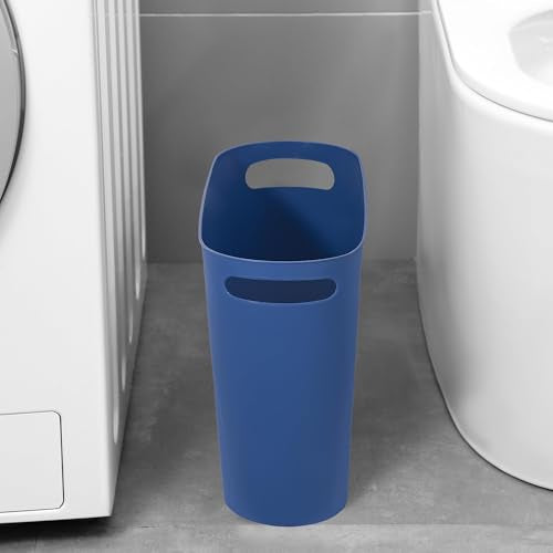 rejomiik Small Trash Can, 3.5 Gallon Slim Garbage Can Plastic Waste Basket with Handles Container Bin for Narrow Spaces Bathroom, Bedroom, Kitchen, Office at Home, Blue - color: Blue, size: 1 pack